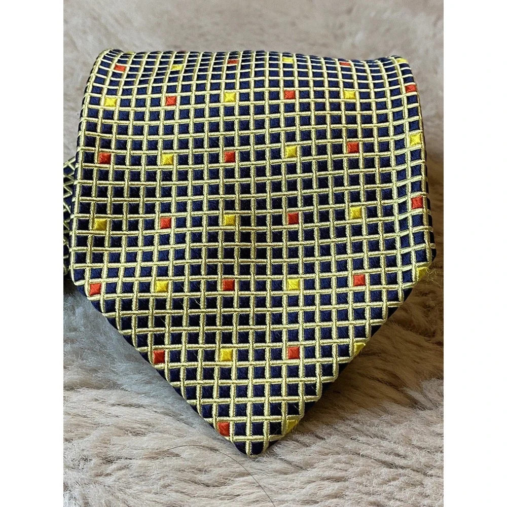 Boss Hugo Boss Men's Black/Gold/Red Geometric 100% Silk Neck Tie 55
